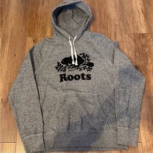 Roots Organic Orginal Kanga Hoodie (salt and pepper) with Black Logo